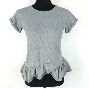 Ten Sixty Sherman Grey Ruffle Peplum Top
